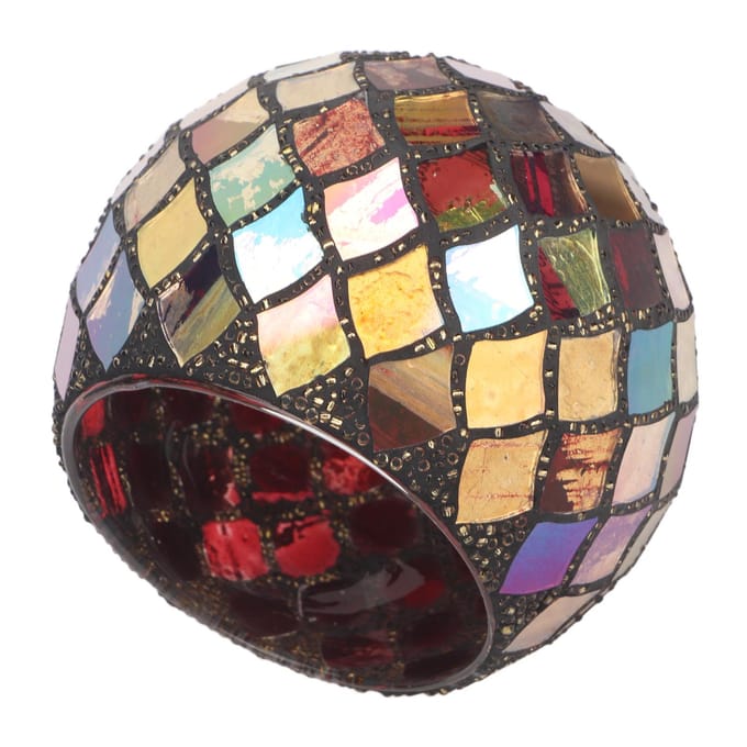 Mozaïek Glas Theelichthouder Romantisch Decoratief Rood Handgemaakt Gebarsten Geurkaarshouder black