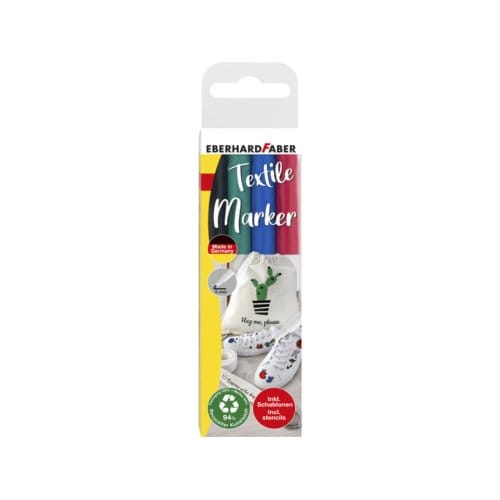 Eberhard Faber textielmarker - 4 stuks - in plastic etui - 4 sjablonen - EF-578204