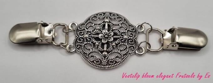 Frutsels by Es - vestclip - bloem - elegant - zilverkleurig