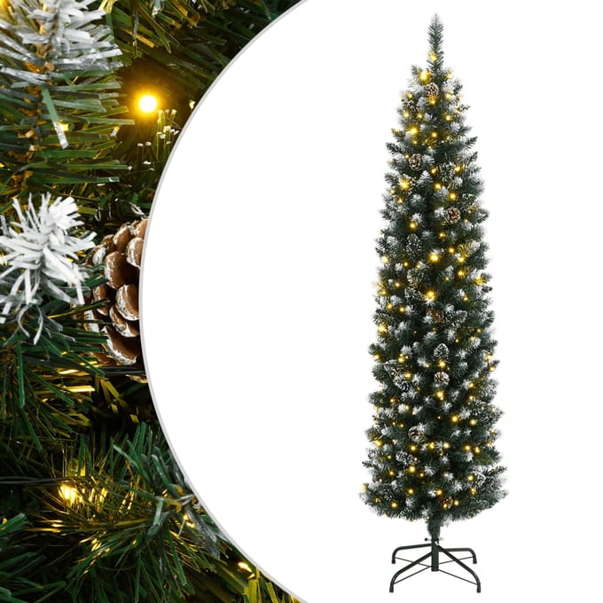 vidaXL - Kunstkerstboom - smal - met - 150 - LED's - 120 - cm