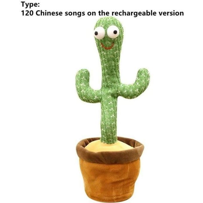 Pluche Speelgoed - ZSP - Dansende Elektrische Cactus - 32cm - Lichtgevend - 120 liedjes