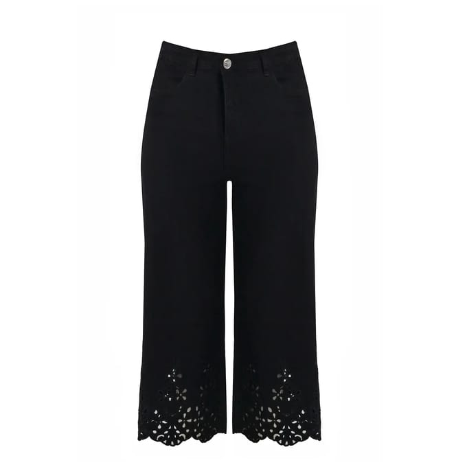 Vrouwen geborduurde jeans Mat Fashion Wide Leg