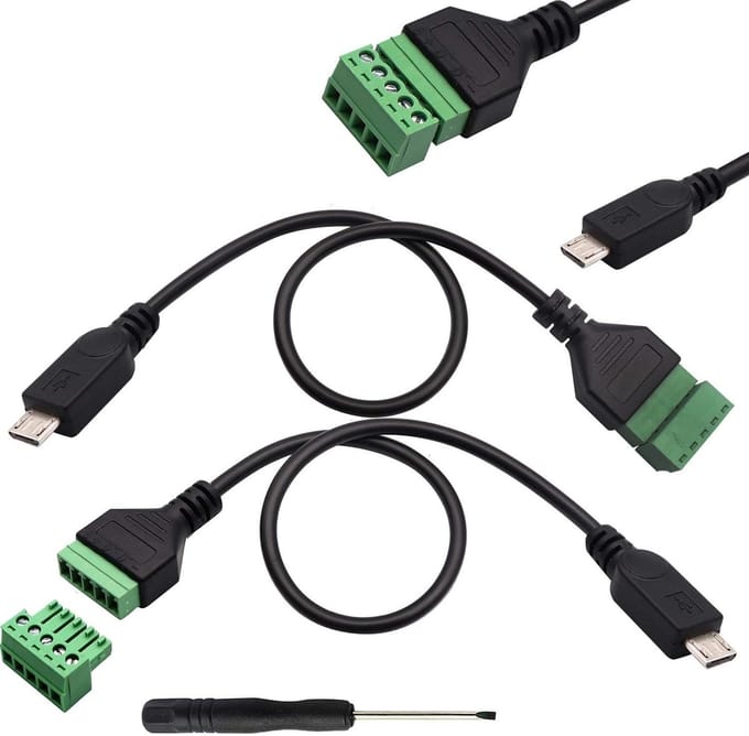 Dailygoods - 2 Stuks Micro USB Terminalstekker Kabel voor DIY