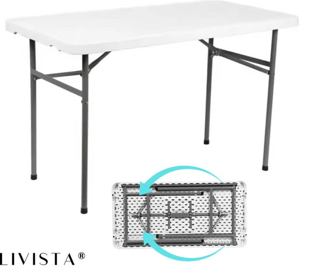 Livista® Klaptafel - Inklapbare Tafel - 120 x 60 cm - Vouwtafel - Antislip en Weerbestendig - Wit