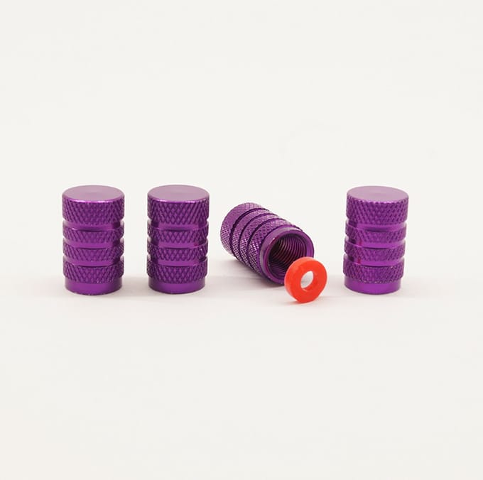 Schrader (auto) ventiel - Paars aluminium grip met afdichting