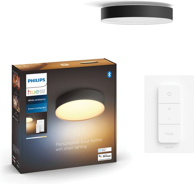 Philips Hue Enrave - ronde LED plafondlamp - zwart - aanpasbaar wit licht - Ø 425mm - slimme verlichting