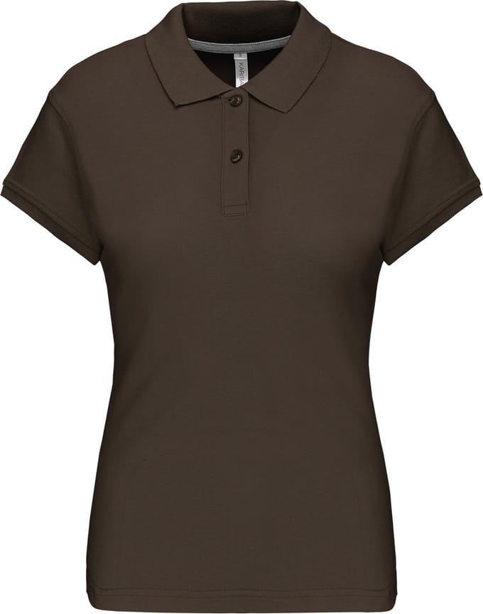 Damespolo korte mouwen met knopen merk Kariban Dark Khaki - S