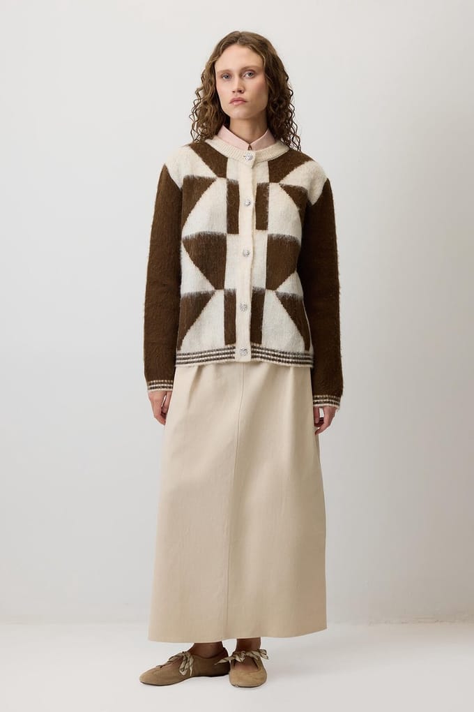 Touché Privé - Gebreid vest met color-blocking - Donkerbruin - Dames