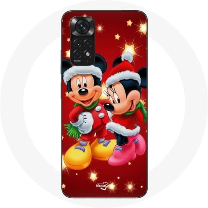 Coque pour Xiaomi Redmi Note 11 4G Mickey Mouse et Minnie Mouse le jour de Noël