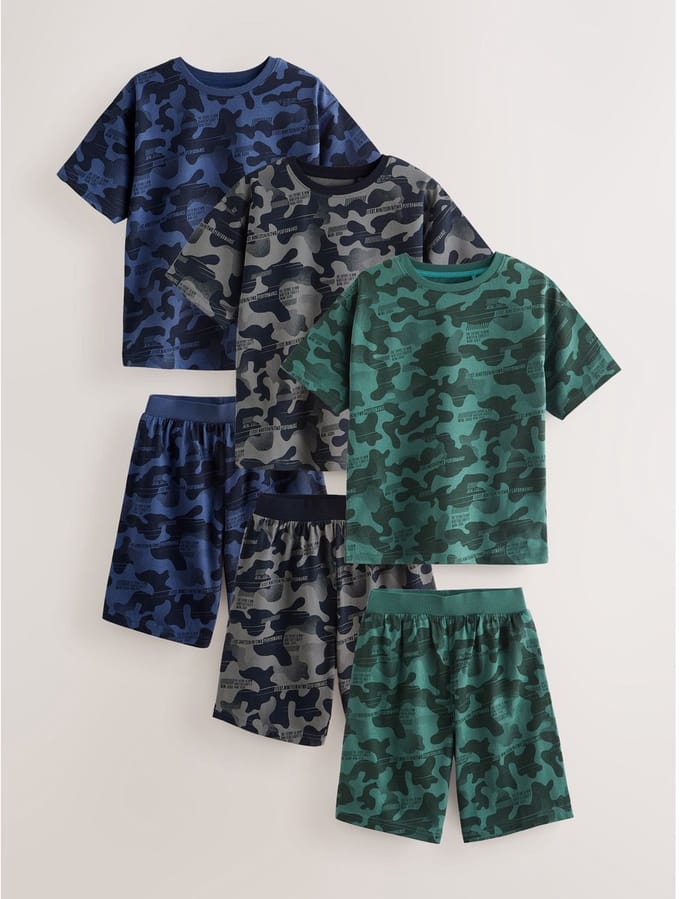 Next - Jongens - Set van 3 korte pyjama's (3-16 jaar) - Grijs