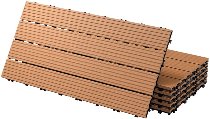 Terrastegels 60 x 30 cm, set van 6 stuks voor 1 m², lichtbruin, van WPC