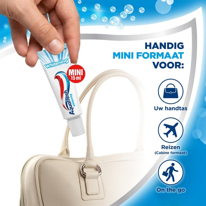 Aquafresh - Tandpasta Whitening Mini - 6 x 15 ml - Voordeelverpakking