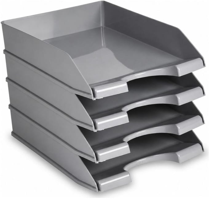 Plasticforte Brievenbakjes - 4x - A4 - lichtgrijs - kantoor postbakjes
