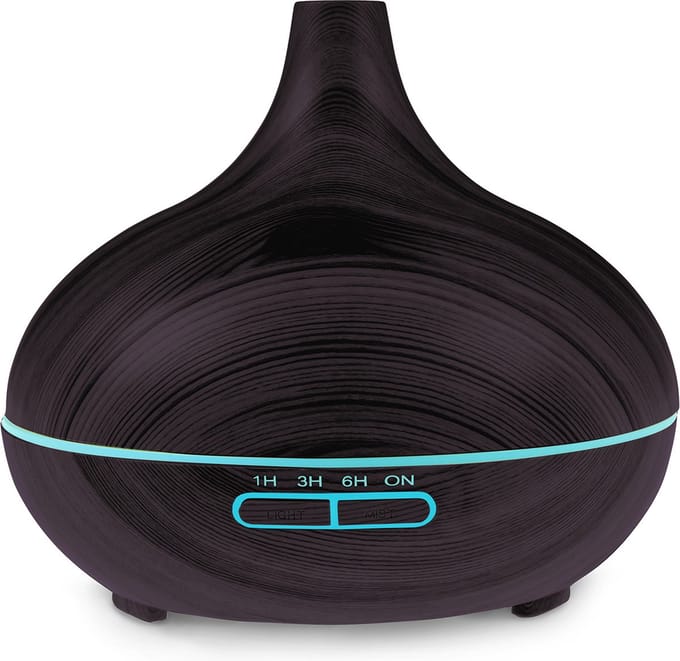 Auronic Aroma Diffuser - 300 ml - Luchtbevochtiger - 7 LED Kleuren - Incl. 2x Olie - Donkerbruin