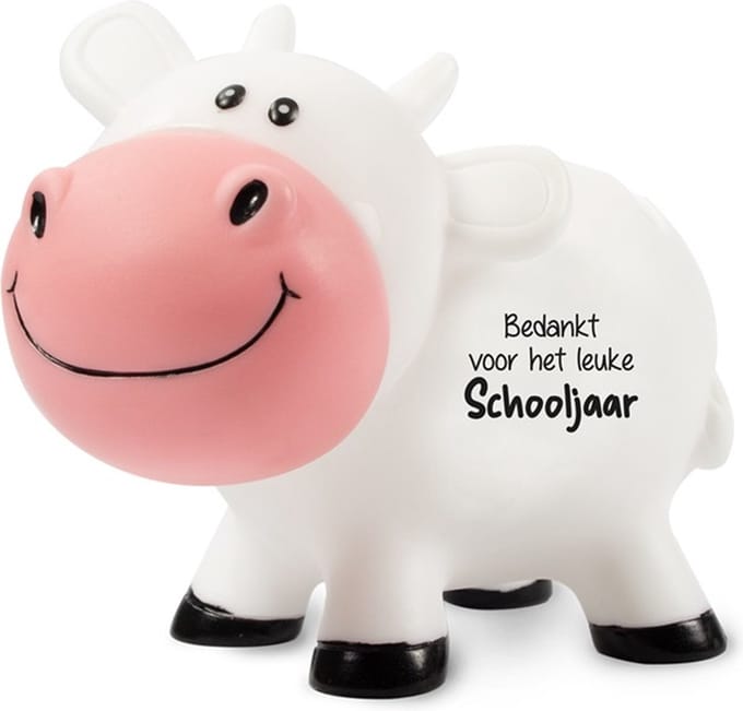 Spaarpotje koe Bedankt voor het leuke schooljaar