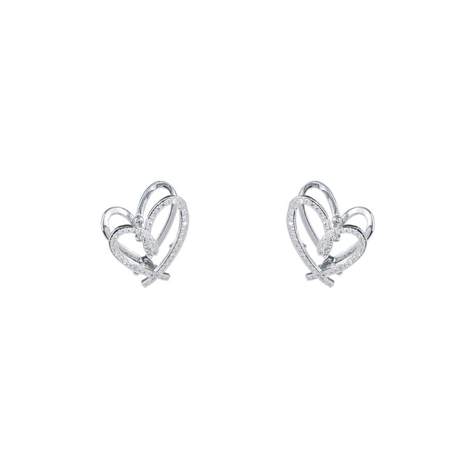 Go Dutch Label Oorhangers Crystal Heart Hoop Zilver