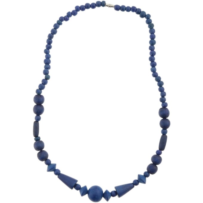 Behave – Houten kralen ketting – 48 cm – Donkerblauw – Boho stijl