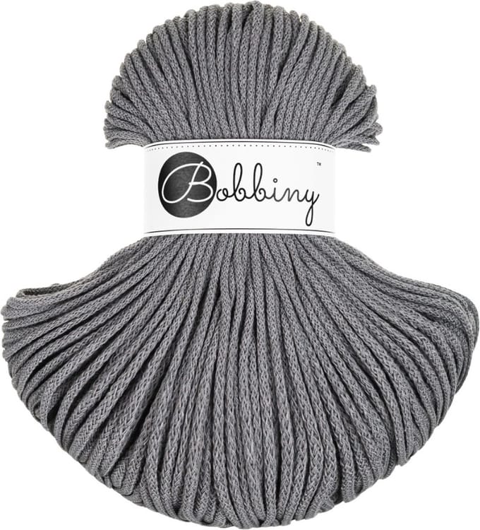 Bobbiny Junior braided cord 3 mm - Stone grey