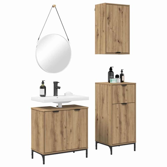vidaXL - Badkamermeubel - Set - 3 - st - Artisan - Eiken - 39,5 - x - 36 - x - 88 - cm