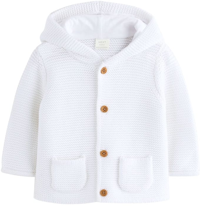 Next - Pasgeboren unisex - Gebreid babyvestje met capuchon - Wit
