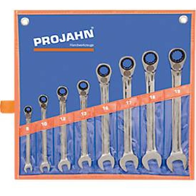 Ratelsleutel-set GearTech, 9 afmetingen, metrisch, omschakelbaar