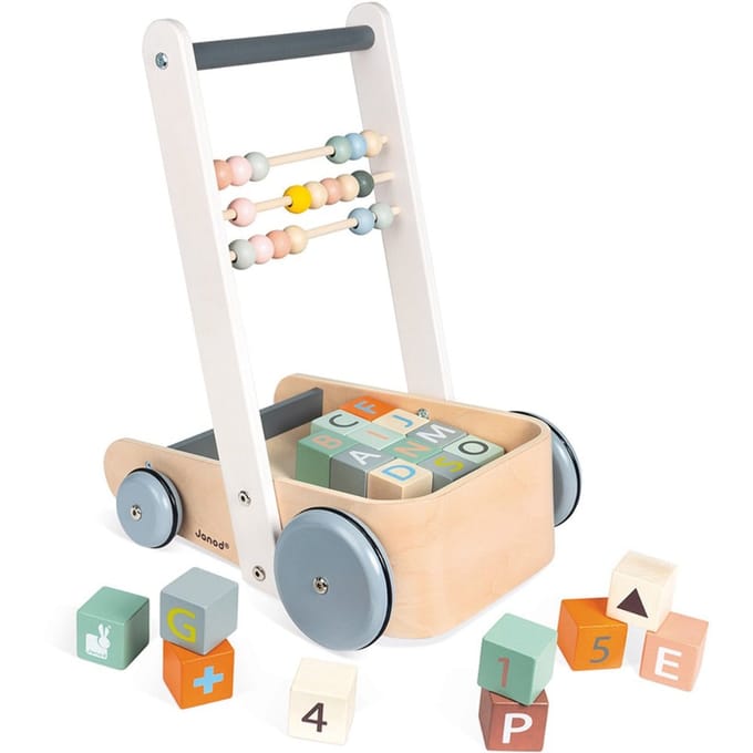 Janod - Sweet Cocoon - Duwkar/activiteiten wagen met blokken ABC