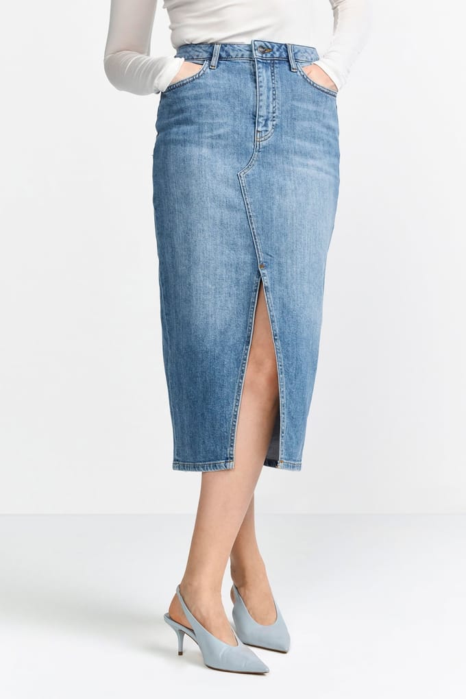 Rich & Royal Blue Denim Skirt Denim Blue Größe: 27 | Midiröcke Outlet | Damen | Blau
