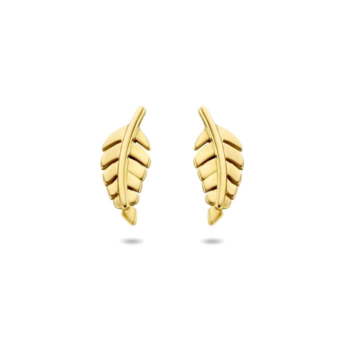 14K Geelgouden oorknoppen veer - 4020688