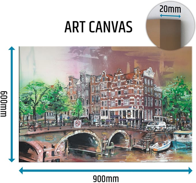 Amsterdam city canvas schilderij 90x60 cm