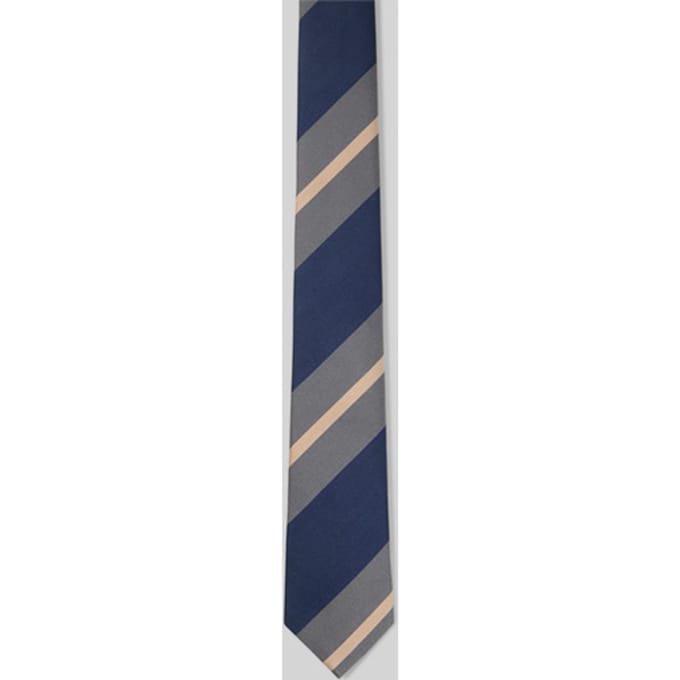 Stropdas met zijde, marineblauw/grijs gestreept
