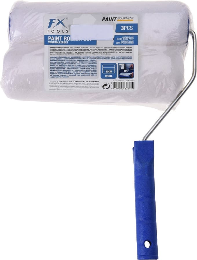 FX Tools Verfroller/vachtroller met beugel - 20 cm - incl. extra roller