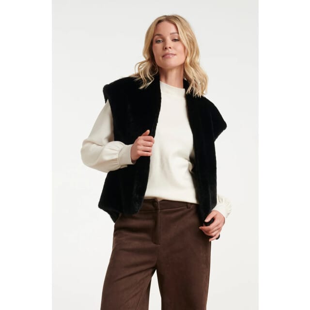 Smashed Lemon Faux fur gilet met opstaande kraag |