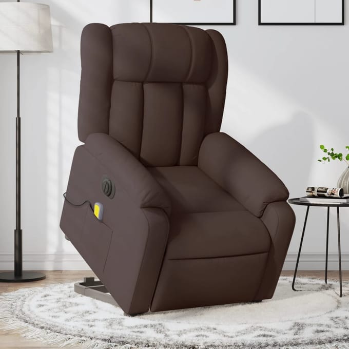 vidaXL - Sta-op-massagestoel - elektrisch - verstelbaar - stof - donkerbruin
