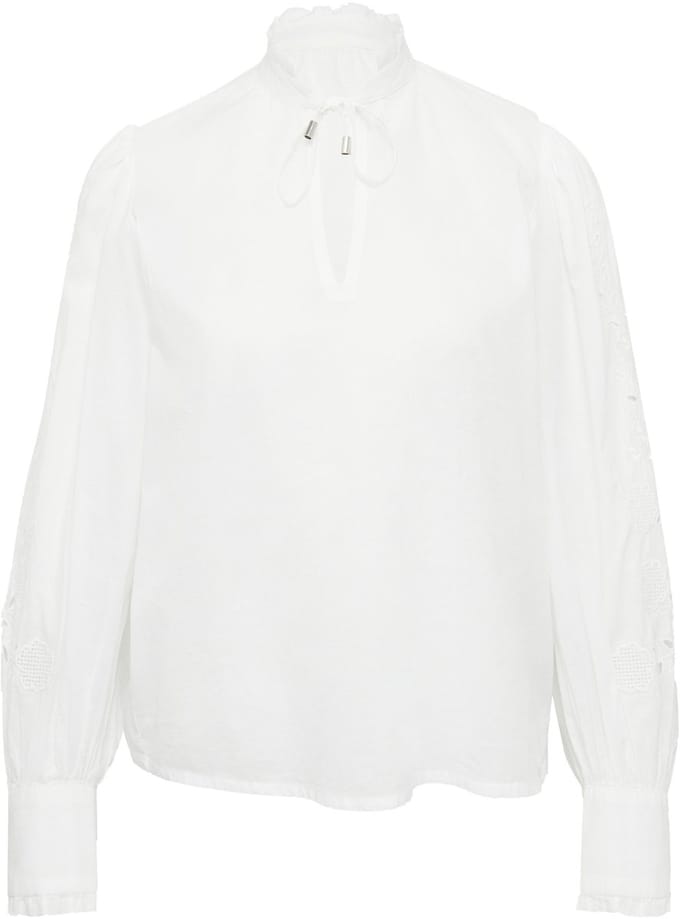 QS - female - Katoenen blouse met borduursel op de mouwen