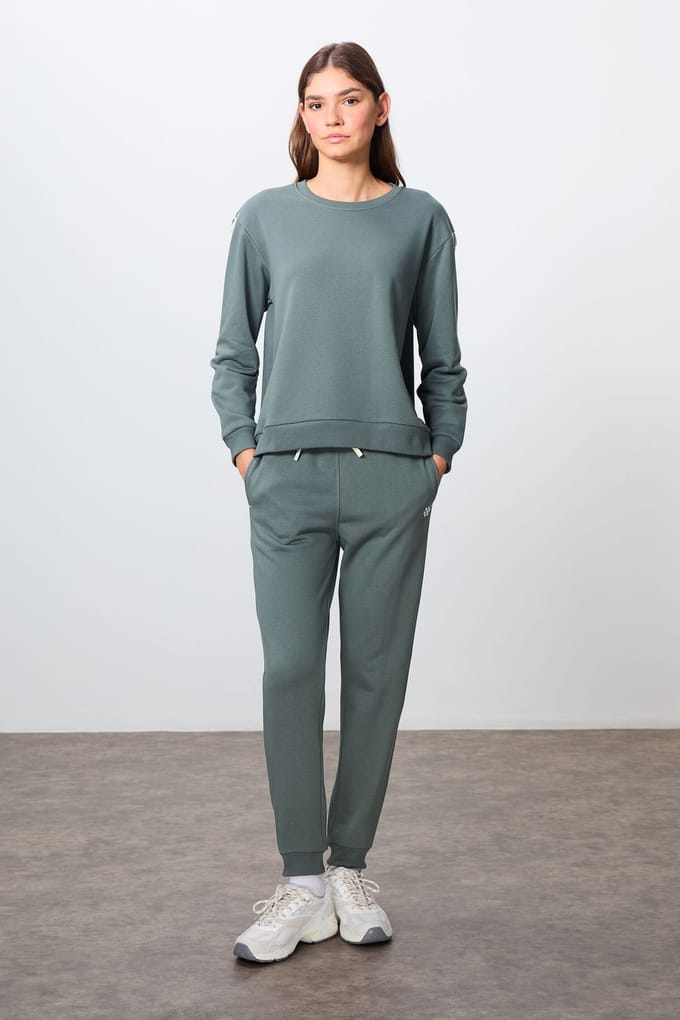 Oversized Katoenen-Polyester Sweatshirt en Broek Set
