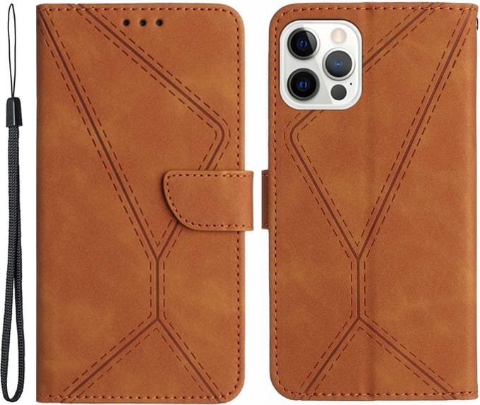 Cityhoesje-iPhone 15 Pro Max- Leather look - Book case-Bruin - Bruin