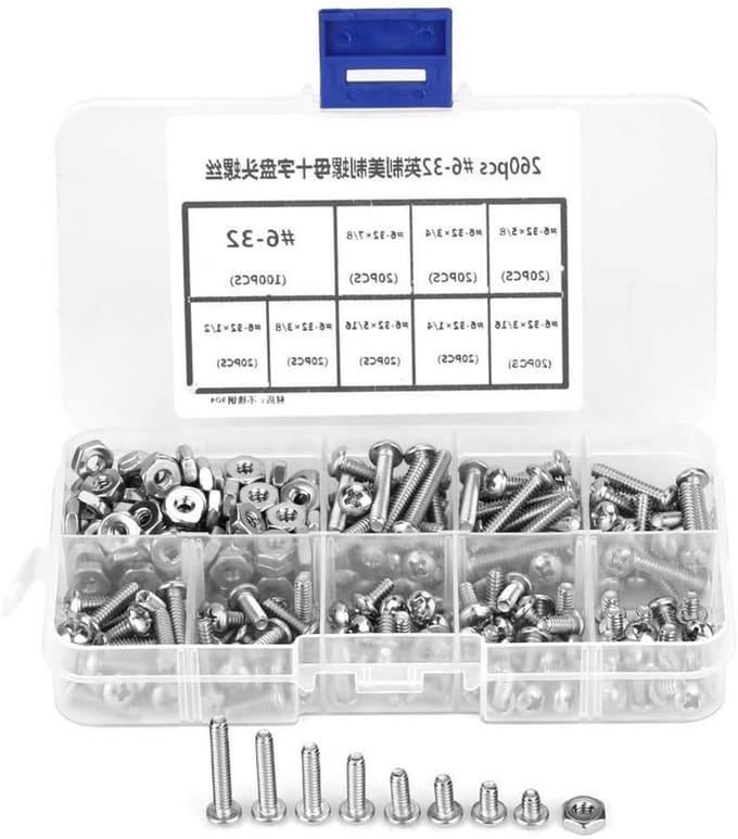 Grote Set van 260 RVS Phillips Head Schroeven #6-32 - Assortiment voor Diverse Toepassingen en Klussen