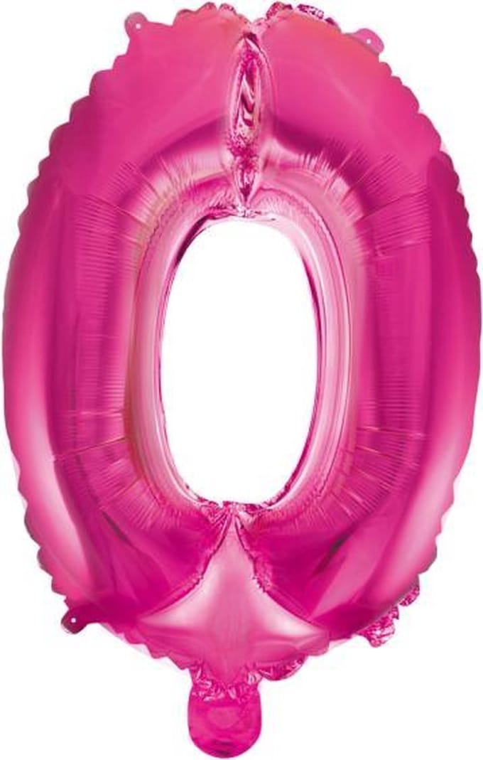 New Age Devi - Cijferballon - Folieballon - 70cm - Fuchsia - Cijfer 0