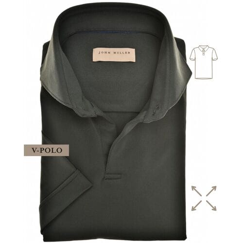 John Miller Slim-Fit Hyperstretch Short Sleeve V-Polo Donker Groen / male