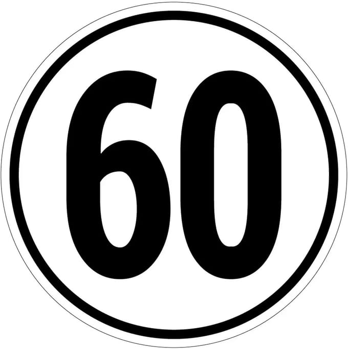 Tempo 60 bord | gecoat dibond materiaal | 10 cm