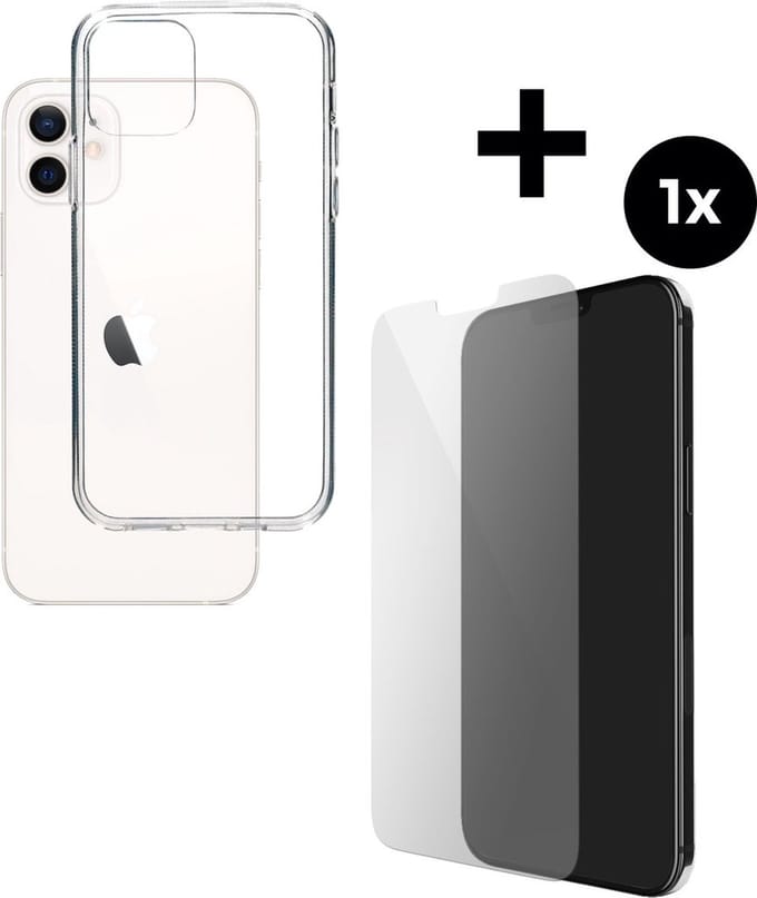 Mobiparts Classic TPU hoesje geschikt voor Apple iPhone 12 met 1 Screenprotector van Gehard Glas - Transparant