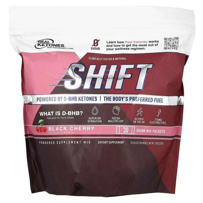 Real Ketones, Shift, Cerise Noire, 30 sachets de préparation pour boisson, 0,26 oz (7,5g) chaque