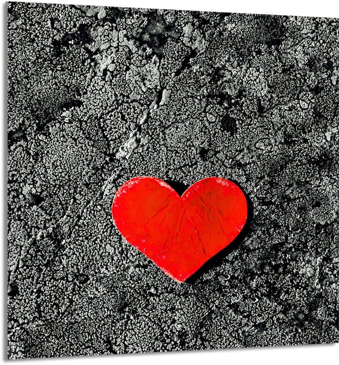 TMK ArtDeko - Glazen Paneel - 60x65 cm - Hart Ontwerp - Multitoepassingen