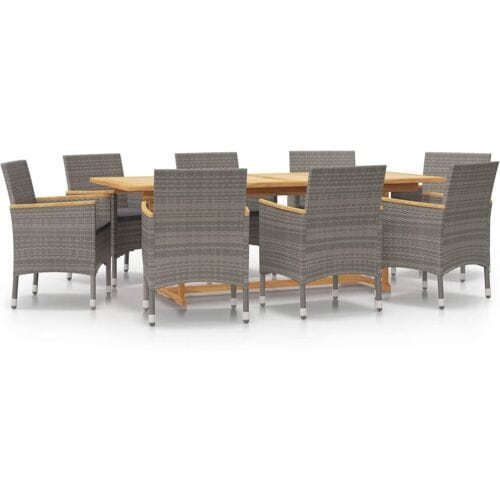 vidaXL - 9-delige - Tuinset - met - kussens - grijs