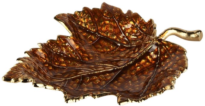 Dekoratief | Schaaltje blad, bruin/goud, aluminium, 18x13x3cm | A258149