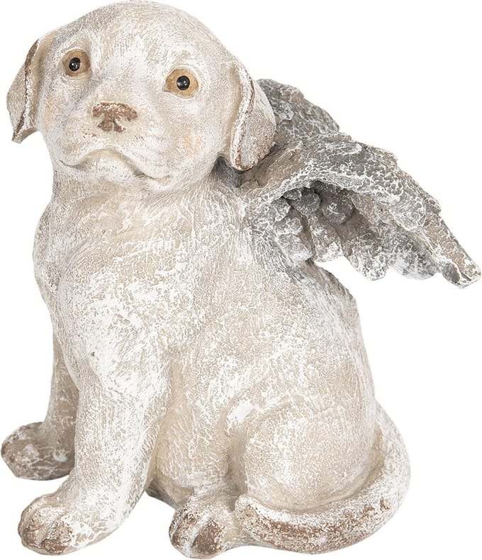 Clayre & Eef Beeld Hond 16x13x20 cm Grijs Kunststof