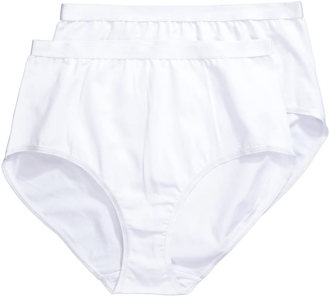 Ulla Popken - Dames - Shaping-maxislips set van 2 biologisch katoen - Sneeuwwit - Maat 42+