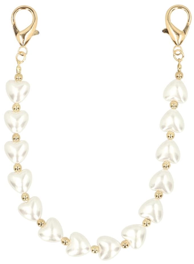 Manfield - Dames - Off white kleurige hartjes bag charm - Maat 1