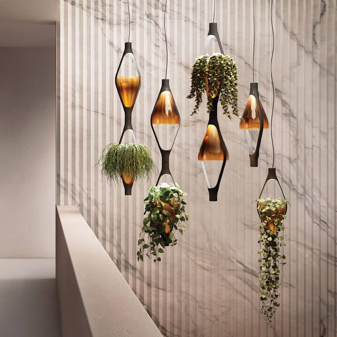 kdln LED hanglamp Viceversa, glas amber, 1-lamp