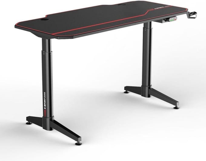 IVOL Gaming bureau Elektrisch verstelbaar 140x66cm - Zwart met Rood